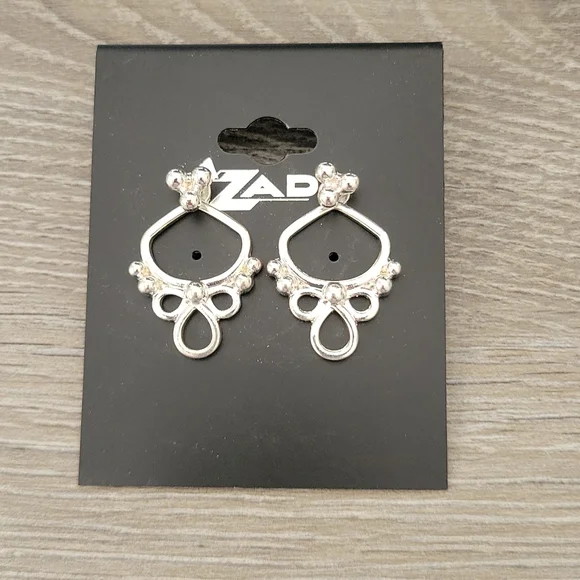 ZAD Silver Ornate Front & Back Post Earring - Picture 3 of 3